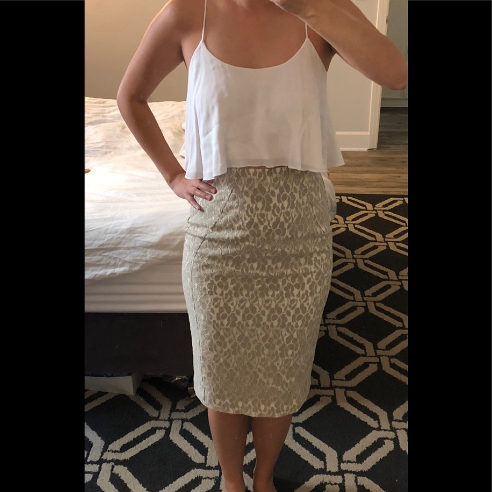 Black Halo Two Piece Top and High Waisted Skirt